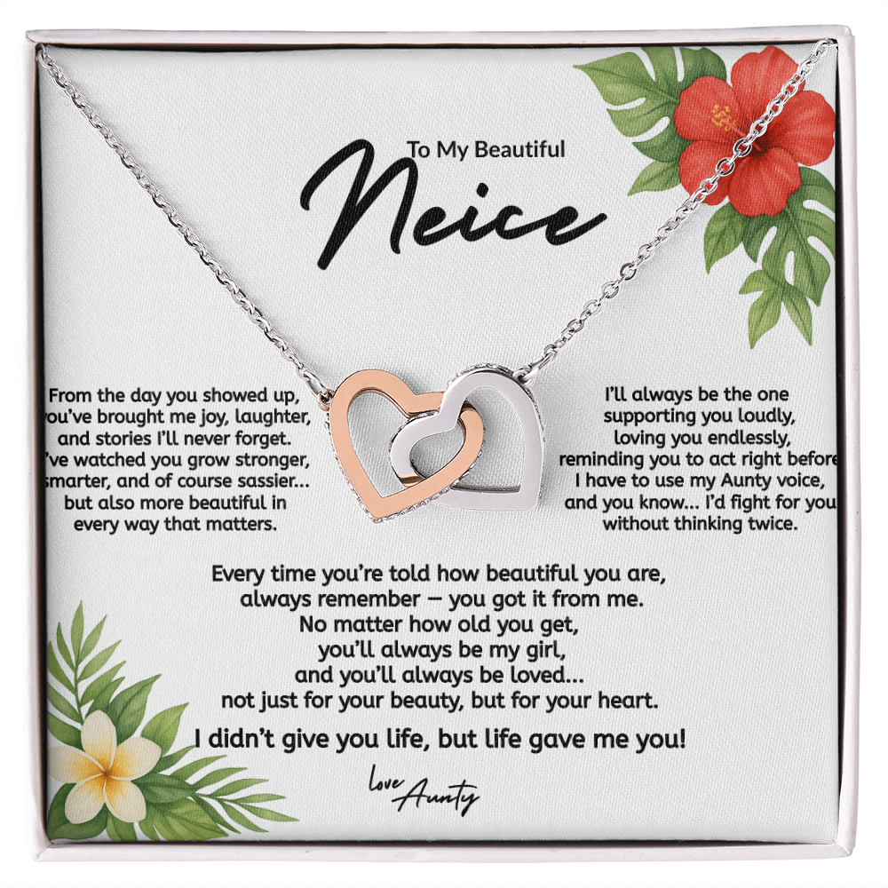 To My Niece Interlocking Hearts Necklace – From Aunty (Gold & Rose Gold Variants)
