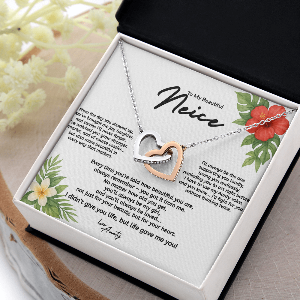To My Niece Interlocking Hearts Necklace – From Aunty (Gold & Rose Gold Variants)