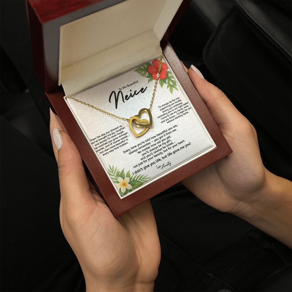 To My Niece Interlocking Hearts Necklace – From Aunty (Gold & Rose Gold Variants)