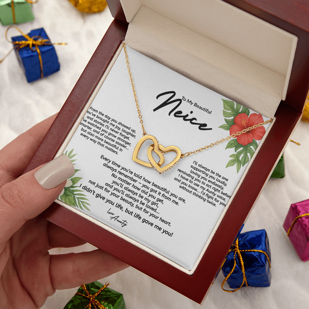 To My Niece Interlocking Hearts Necklace – From Aunty (Gold & Rose Gold Variants)
