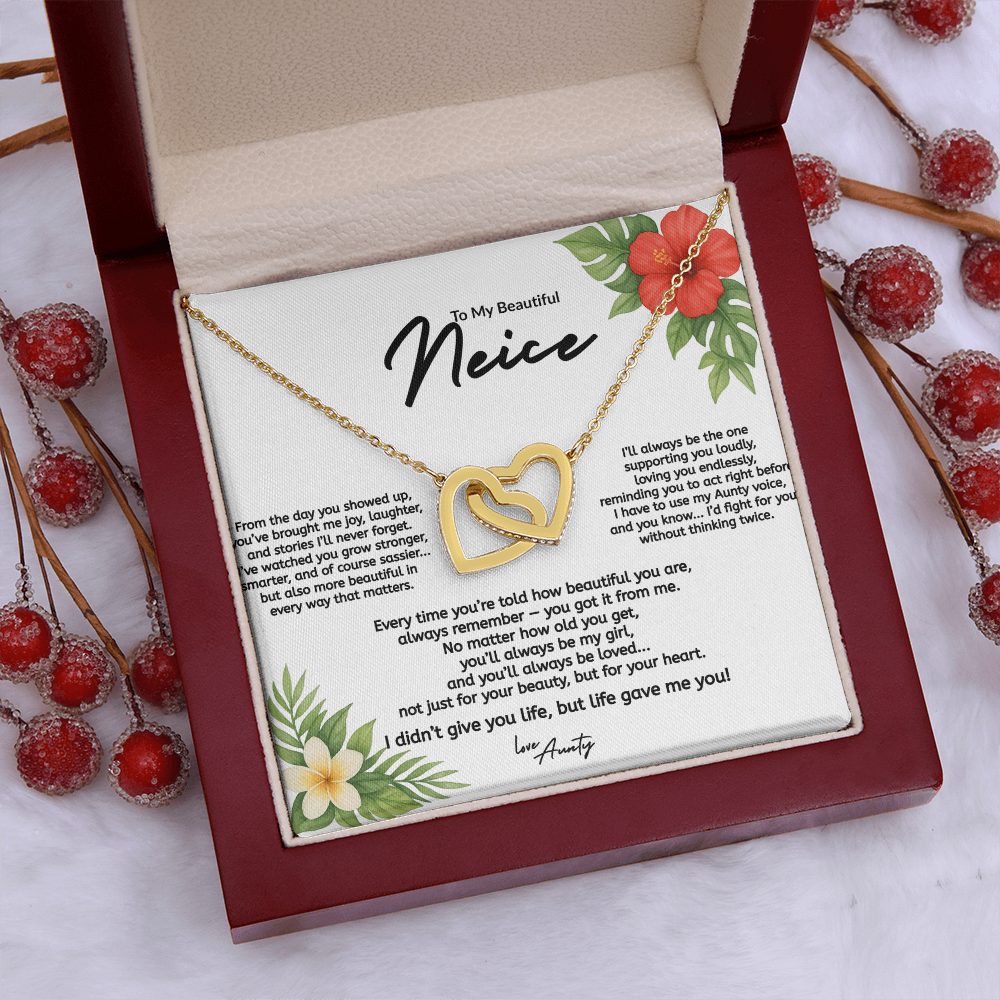To My Niece Interlocking Hearts Necklace – From Aunty (Gold & Rose Gold Variants)