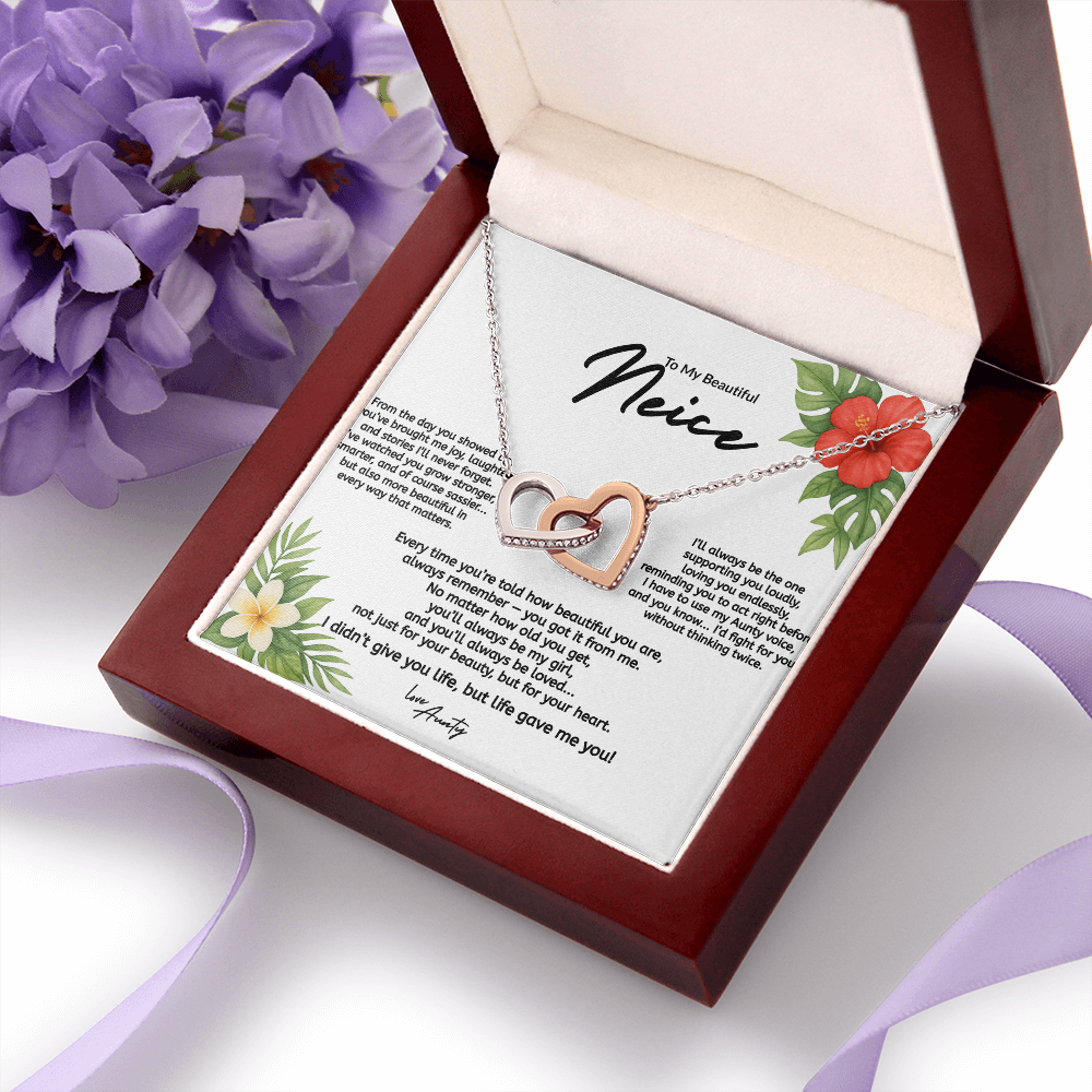 To My Niece Interlocking Hearts Necklace – From Aunty (Gold & Rose Gold Variants)